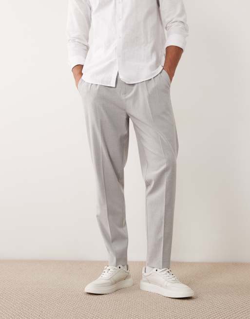 ASOS DESIGN skræddersyede tapered-bukser i blå seersucker med elastisk talje, 2 af 5