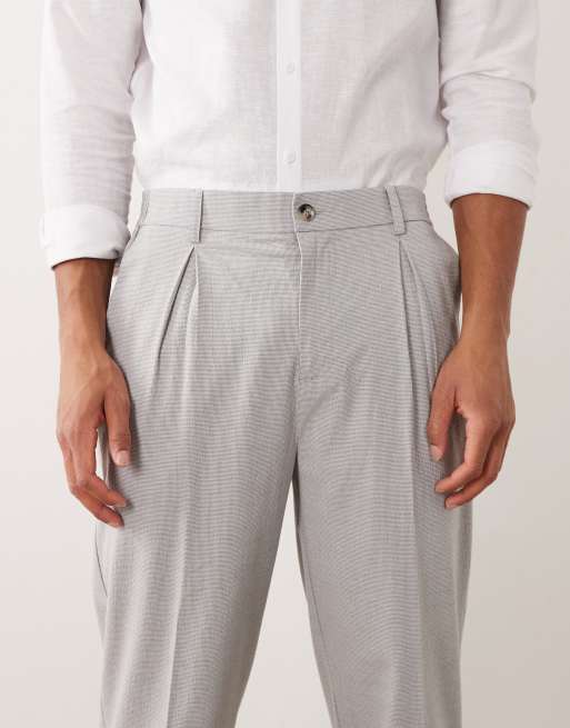 ASOS DESIGN skræddersyede tapered-bukser i blå seersucker med elastisk talje, 4 af 5