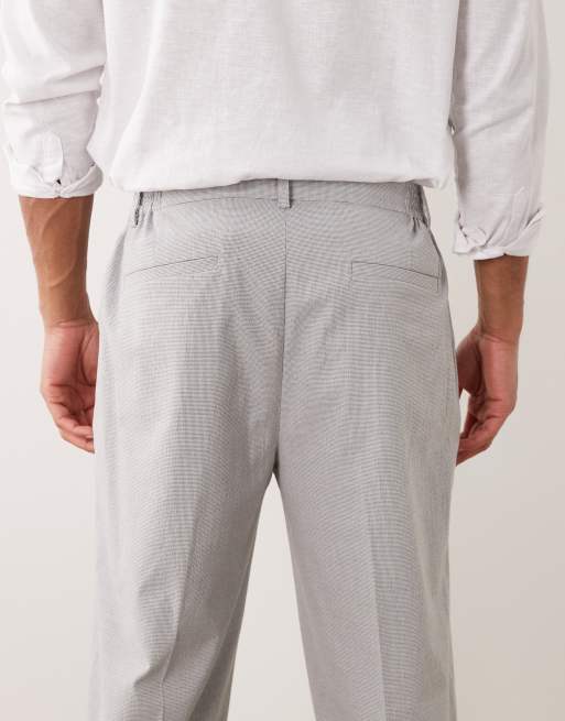 ASOS DESIGN skræddersyede tapered-bukser i blå seersucker med elastisk talje, 5 af 5