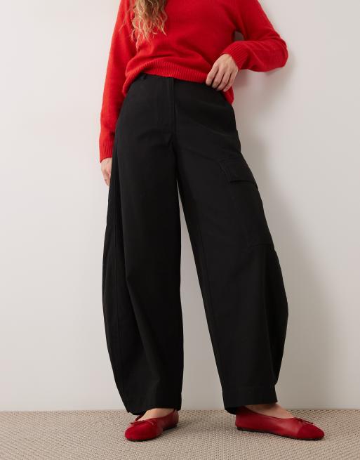 ASOS DESIGN skræddersyet barrel-buks med trykknaplukning ved benafslutningen i sort, 2 af 5