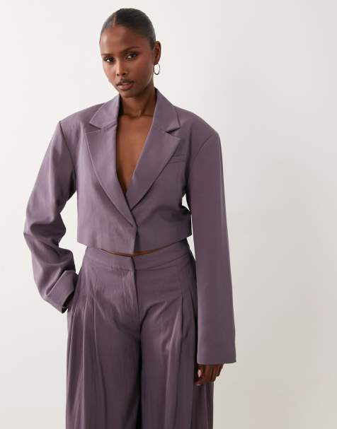 ASOS DESIGN skræddersyet blazer-co-ord med drapering og bindebælte i mauve - view 1