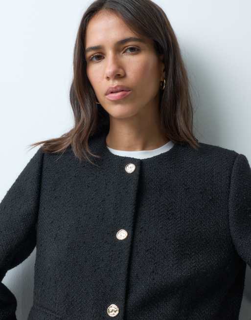 ASOS DESIGN skræddersyet bouclé-jakke i sort, 3 af 4