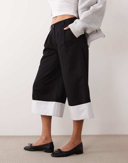 ASOS DESIGN skræddersyet culotte med opsmøg i sort, 2 af 5