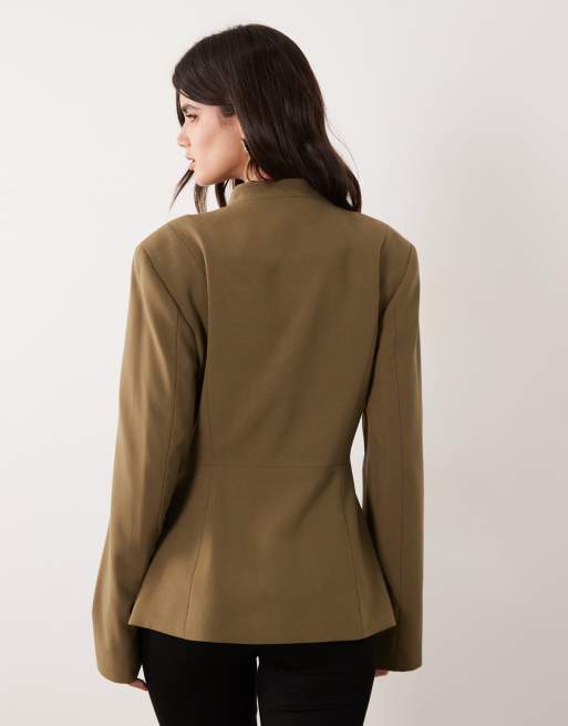 ASOS DESIGN skræddersyet drummer-style jakke i khaki, 4 af 4