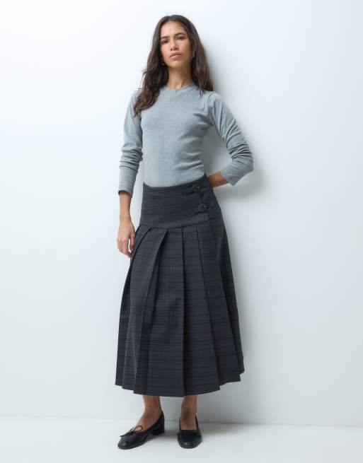 ASOS DESIGN skræddersyet maxikilt med bæltedetalje i grå, 4 af 5