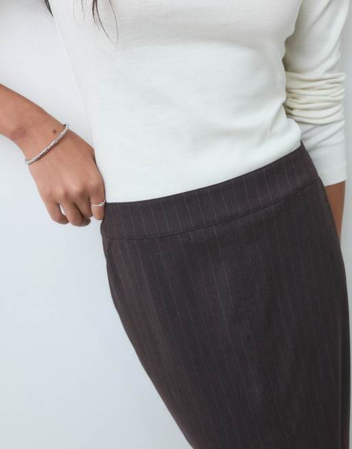 ASOS DESIGN skræddersyet nederdel i chokoladefarvet nålestribe, 4 af 5