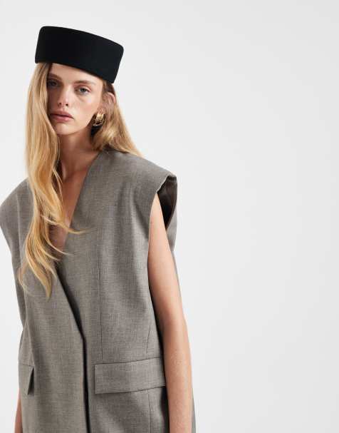 ASOS DESIGN - Skræddersyet og oversized brun blazer uden ærmer - Del af sæt - view 1
