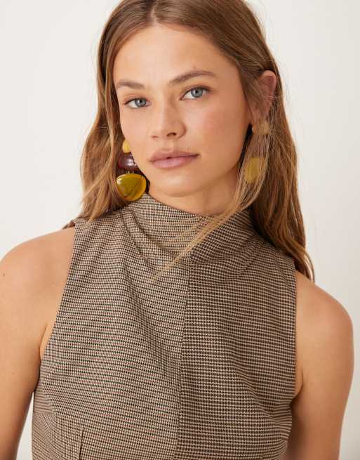 ASOS DESIGN - Skræddersyet top med høj hals og blandede tern - Del af sæt, 3 af 4