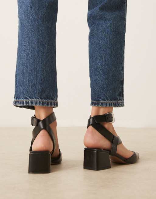 ASOS DESIGN - Skye - Chaussures à talon carré mi-haut et brides asymétriques - Noir, 4 de 4