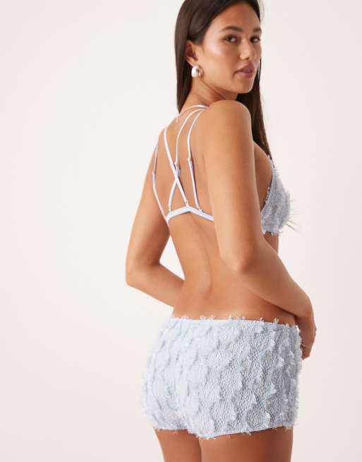 ASOS DESIGN - Skylar - Pantaloncini testurizzati azzurri, 3 di 4