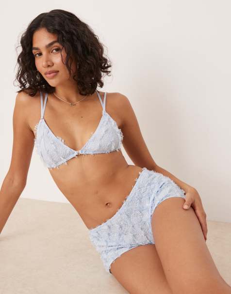 ASOS DESIGN Skylar textured lingerie set in baby blue - view 1