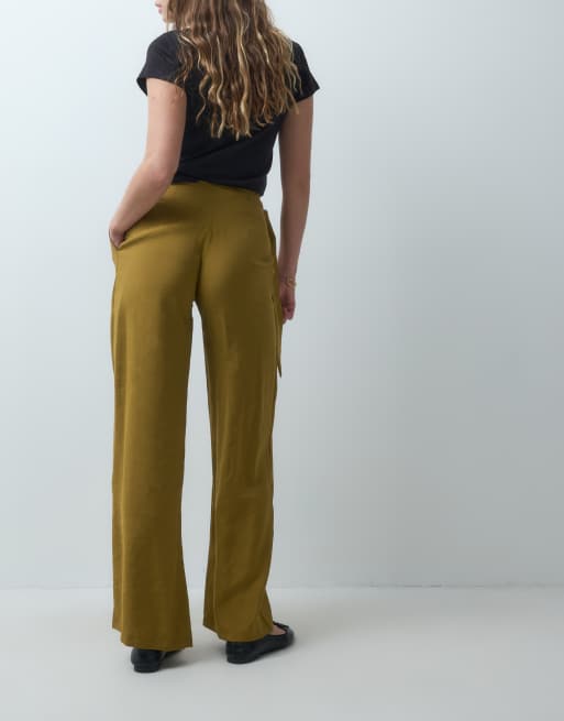 ASOS DESIGN slå om-buks med bindebånd i sennepsgul, 3 af 5