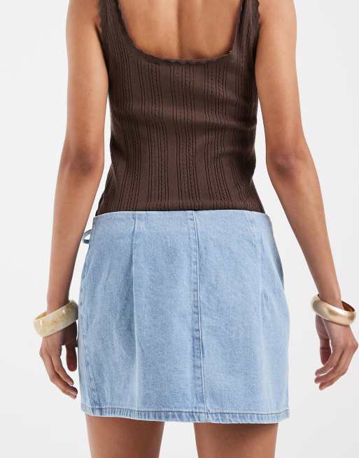 ASOS DESIGN - Slå-om-mininederdel i denim, 5 af 5