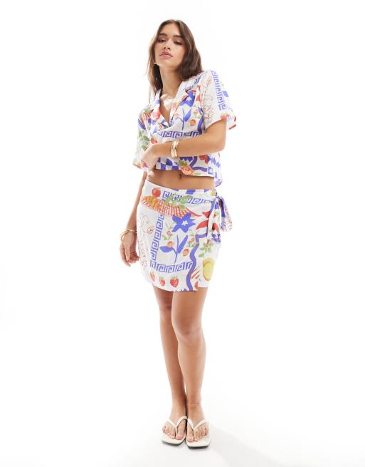 ASOS DESIGN - Slå-om-skort med mosaisk frugtprint