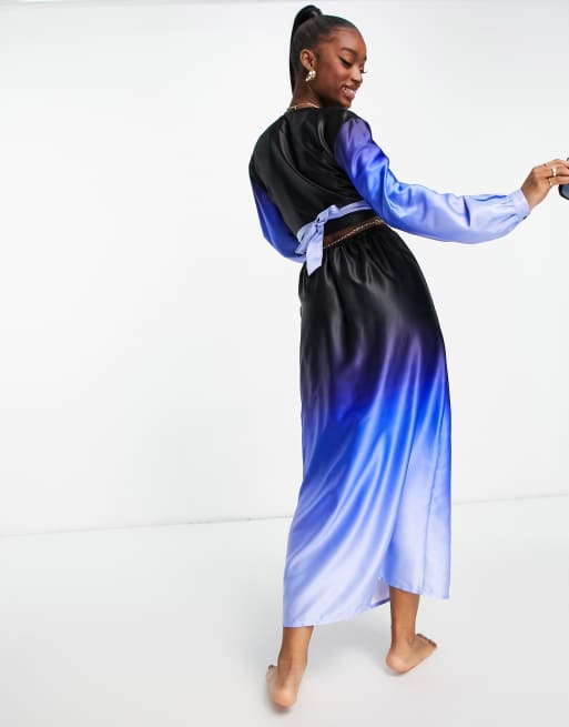 ASOS DESIGN - Slå-om-strandtop i blå ombré - Del af sæt , 2 af 4