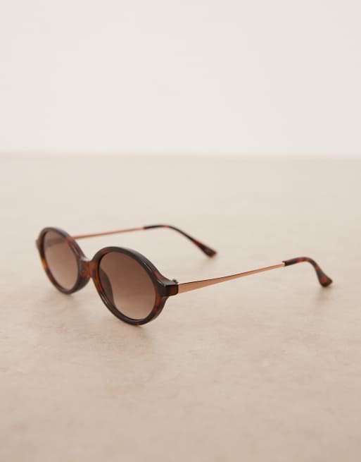 ASOS DESIGN - Slanke ovale zonnebril in tortoise met metalen pootjes, 2 van 3