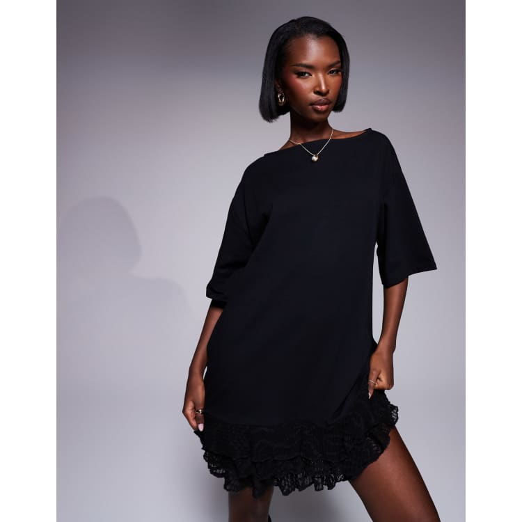 ワンピース ANDWANG Side lace mini dress black Side lace mini dress
