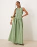 ASOS DESIGN slash neck button down dropped waist maxi dress in pistachio green