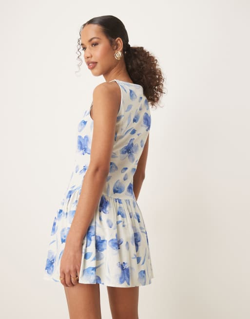 sachin and babi light blue dress Poplin Drop Waist Midi Dress