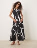 ASOS DESIGN slash neck button down vest maxi dress in postcard print