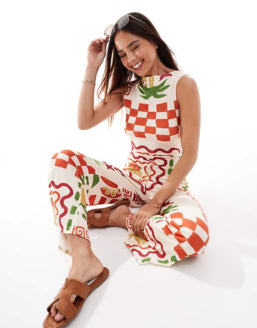 New cowboy slash neck Cropped jumpsuit New cowboy slash neck Cropped jumpsuit