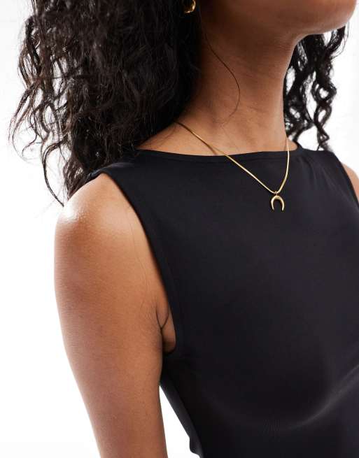 ASOS DESIGN slash neck mini dress in black