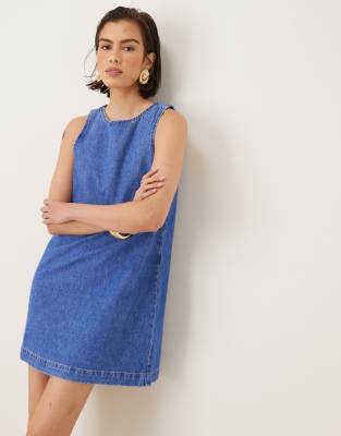 Asos Design Slash Neck Mini Shift Dress