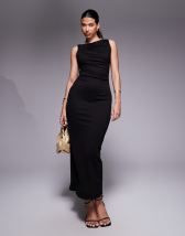 Miss Selfridge off the shoulder maxi dress in black