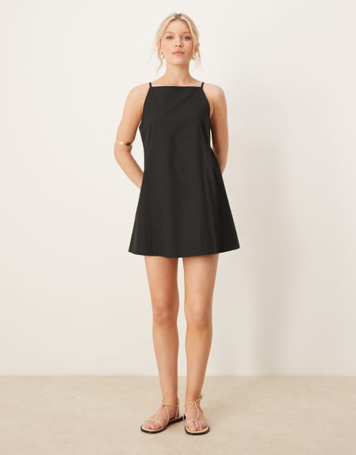 ASOS DESIGN slash neck shapeless mini dress in black