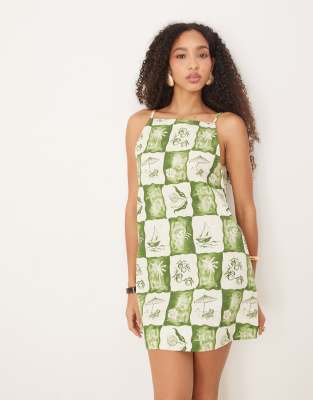 Asos Design Slash Neck Shapeless Mini Dress