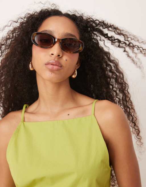 ASOS DESIGN slash neck shapeless mini dress in vibrant green