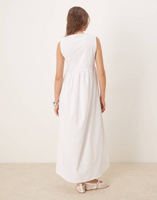 ASOS DESIGN slash neck swing trapeze maxi dress in white, 3 of 4