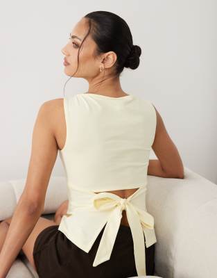 ASOS DESIGN slash neck tie back tank top in yellow