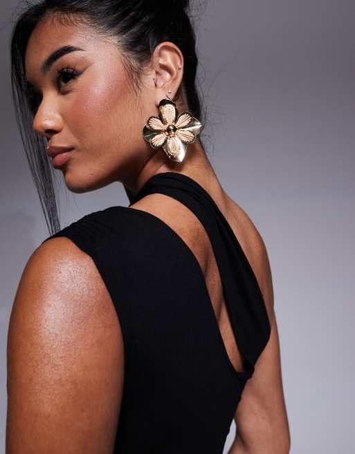 ASOS DESIGN slash one shoulder midi dress with cut out