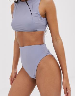 gray high waisted bikini bottoms