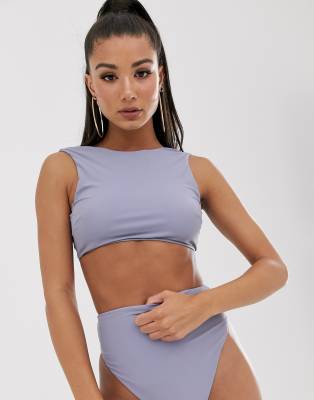 high neck crop bikini
