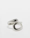 [ASOS DESIGN] ASOS DESIGN sleek open-ended wrap ring in silver tone 2XL SILVER