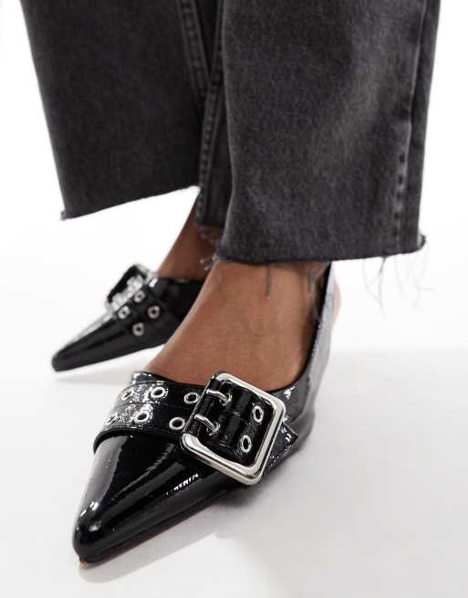 ASOS DESIGN – Sleek – Svarta skor med taxklack, spänne och hälrem, 3 av 4