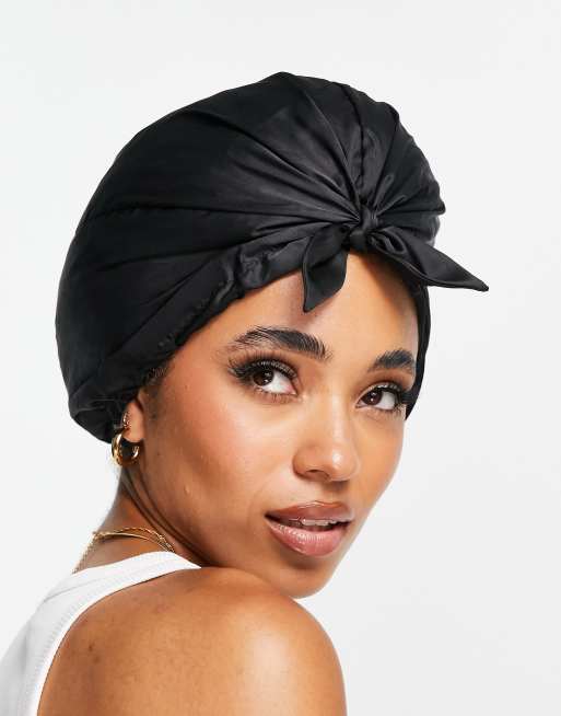 ASOS DESIGN Sleep Bonnet In Black Satin ASOS