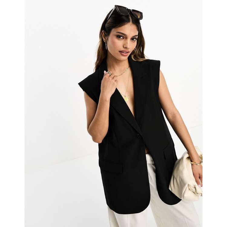 BLACK SLEEVELESS BLAZER DRESS – Luxury Womenswear