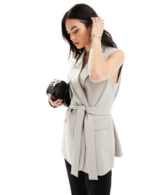 Grey best sale sleeveless blazer