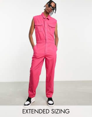 ASOS DESIGN sleeveless boilersuit in pink - ASOS Price Checker