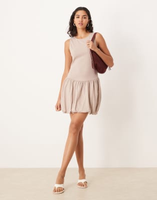 Asos Design Sleeveless Bubble Hem Mini Dress In Gray