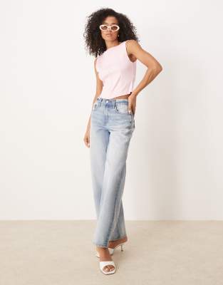 Asos Design Sleeveless Button Down Top In Pink