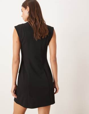Asos Design Sleeveless Button Down Vest Mini Dress In Black