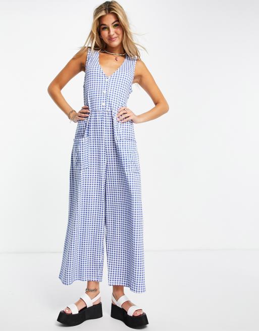 Blue gingham 2025 overall dress