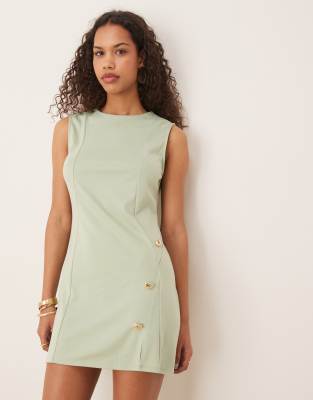 Asos Design Sleeveless Button Side Slit Mini Skirt