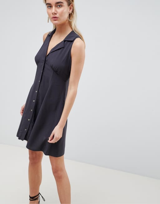 ASOS DESIGN Sleeveless Button Through Mini Skater Dress