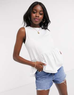 ASOS DESIGN sleeveless casual smock top-White