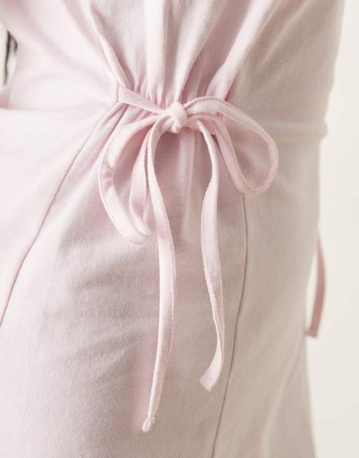 ASOS DESIGN sleeveless cinched mini dress in baby pink, 3 of 4